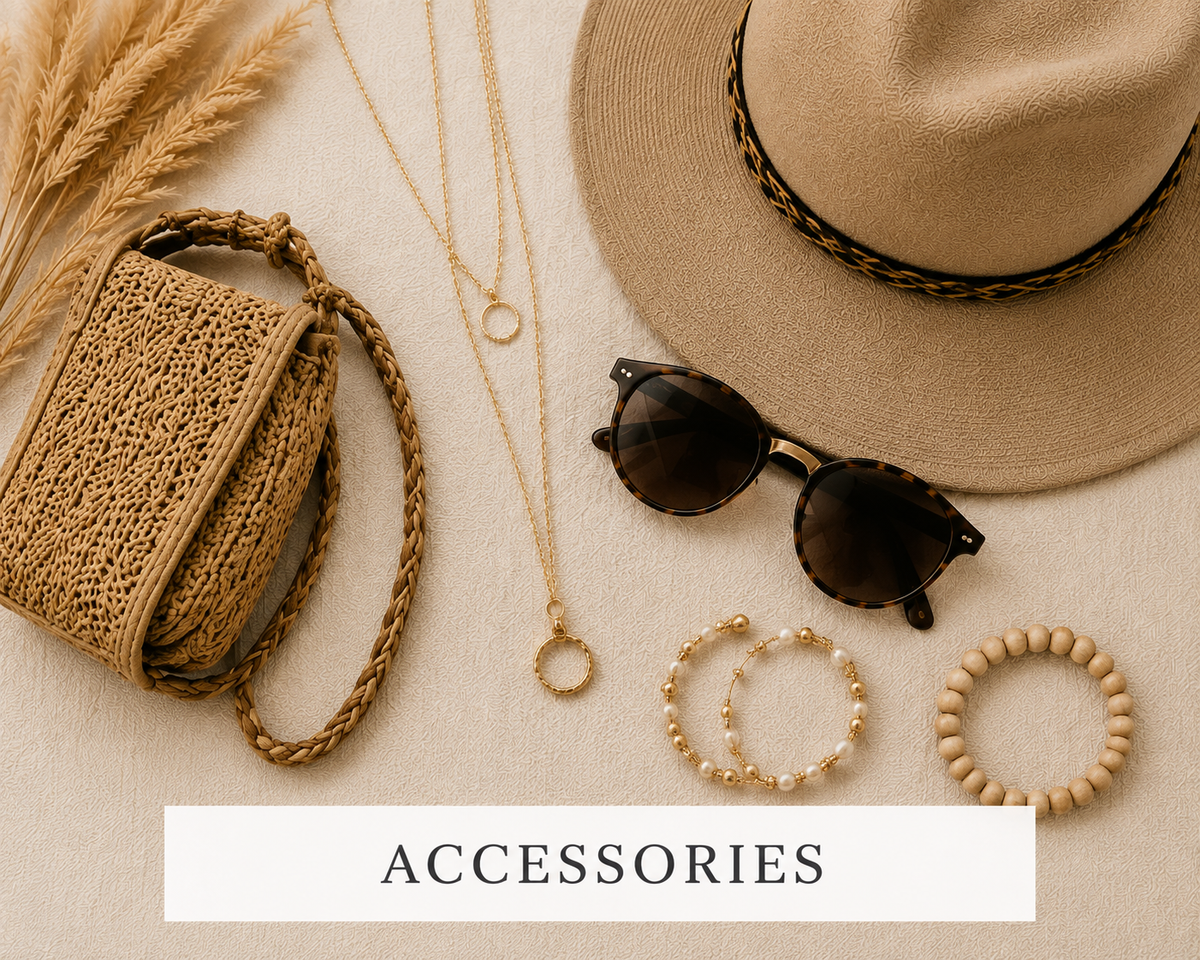 Women's accessories collection at Tangerine Skies Beach Boutique