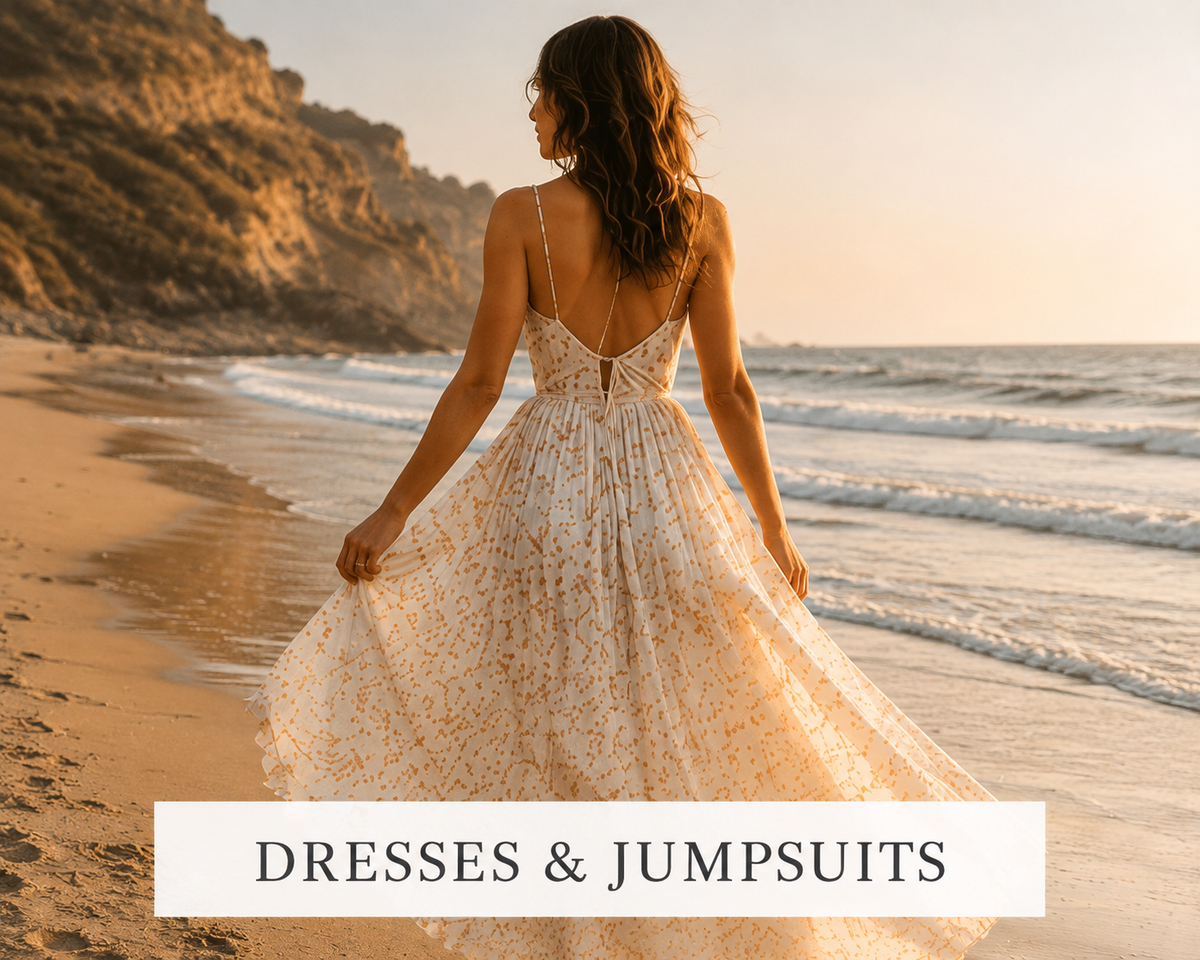 Women's dresses and jumpsuits collection at Tangerine Skies Beach Boutique