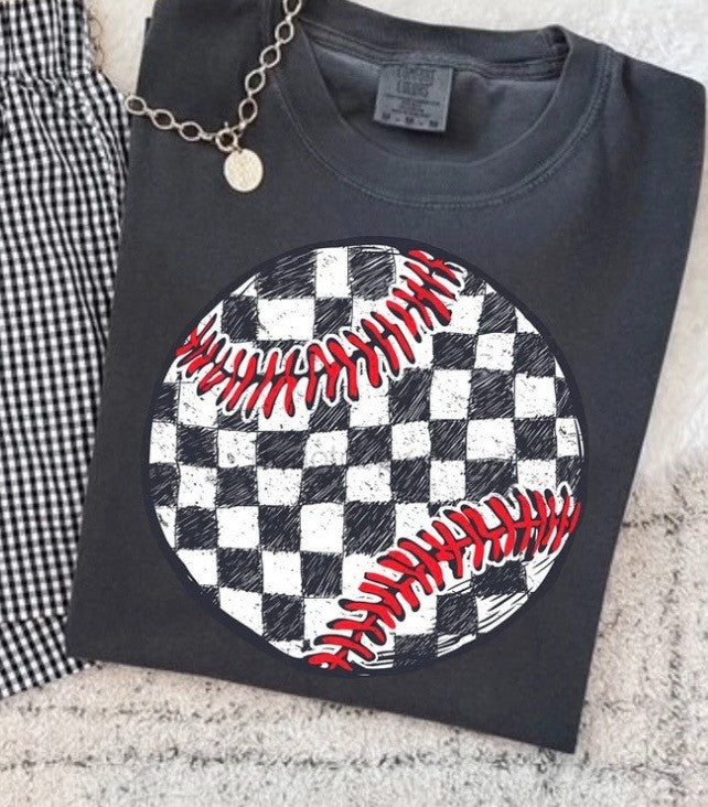 Checkered Baseball Long Crop - Mineral Black