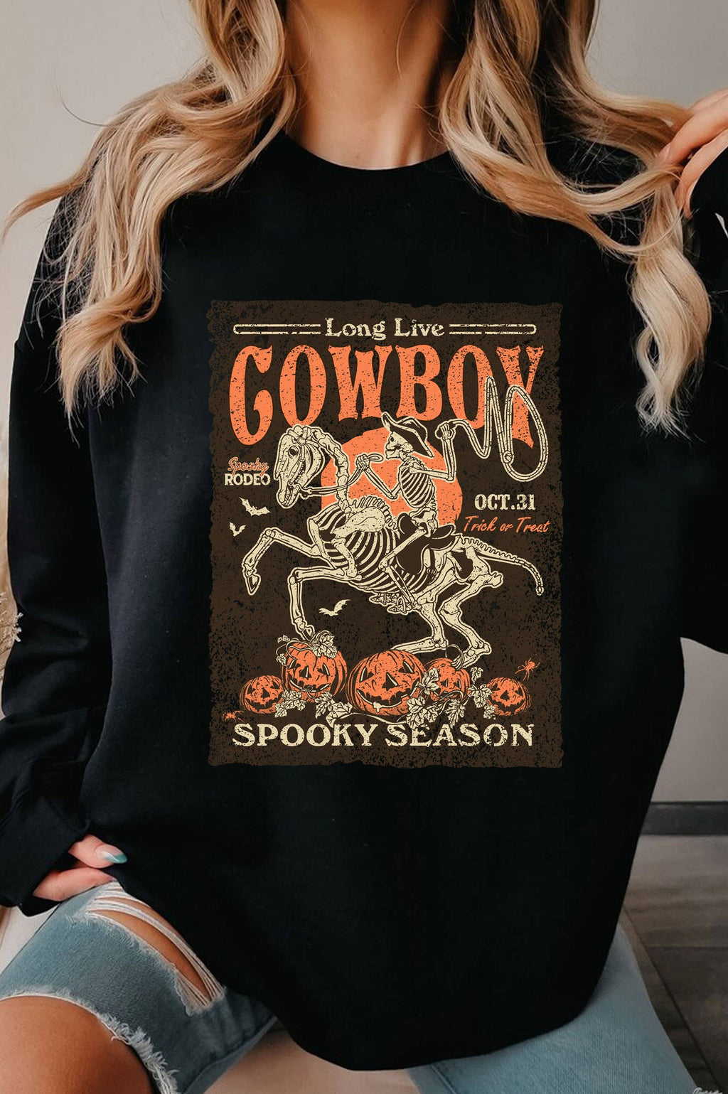 LONG LIVE COWBOY HALLOWEEN GRAPHIC BRUSHED SWEATSHIRTS
