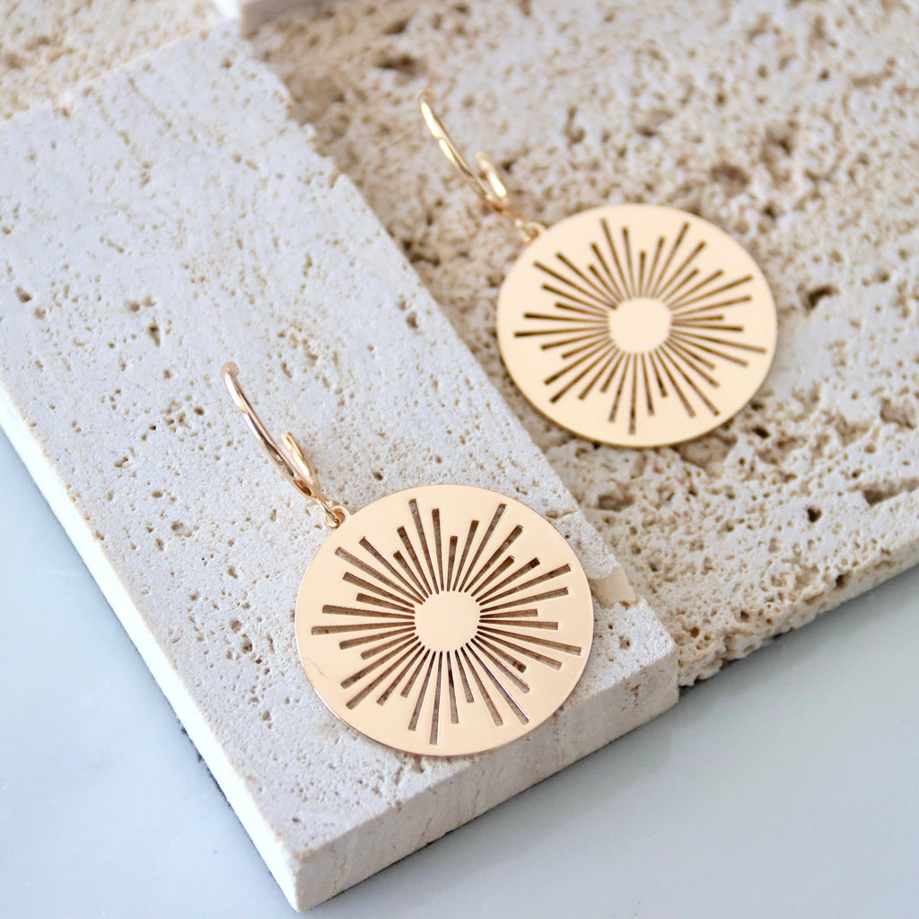 Sunburst Coin Hoop Earrings