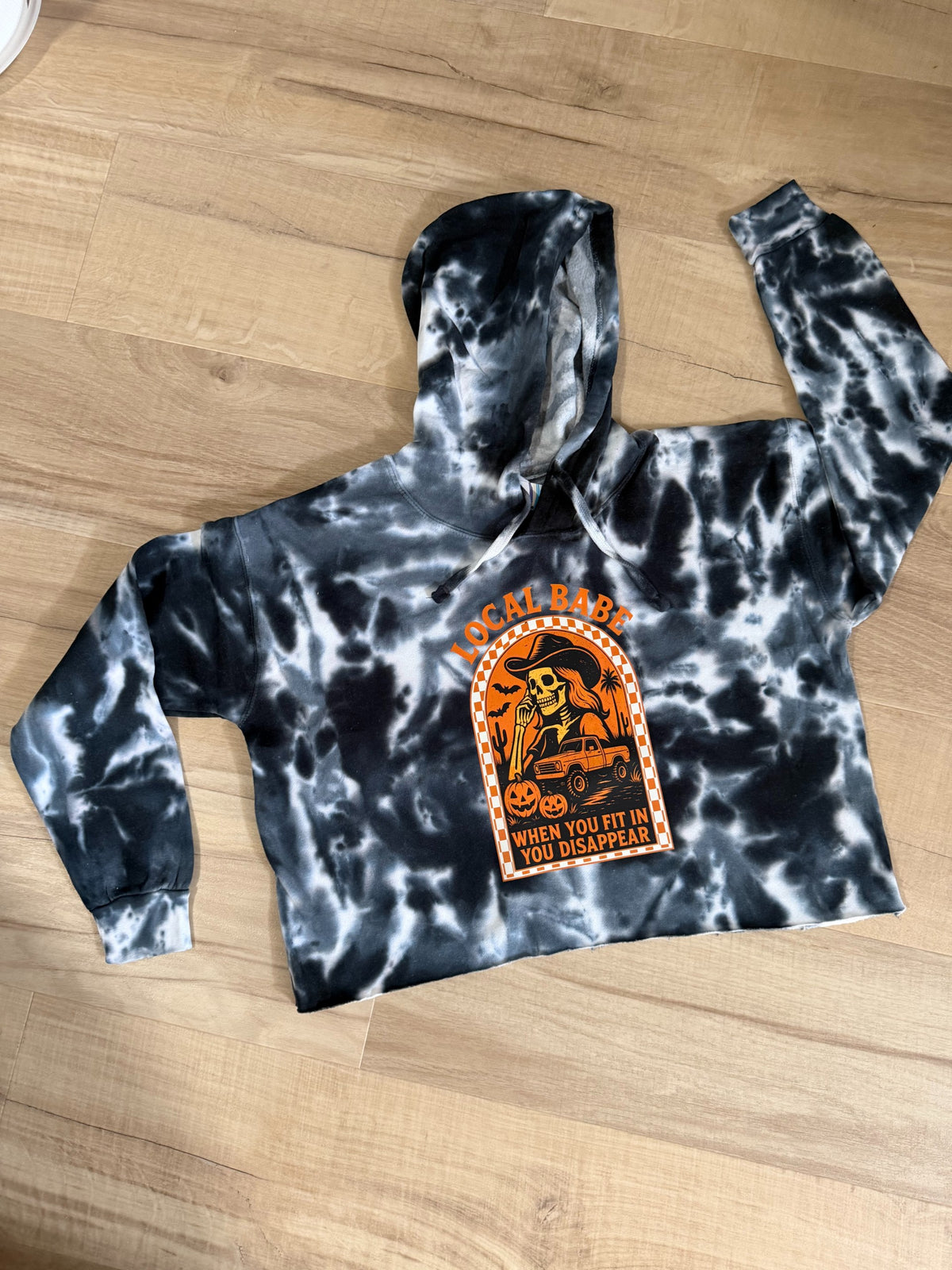 Local Babe Halloween Tie Dye Cropped Hoodie