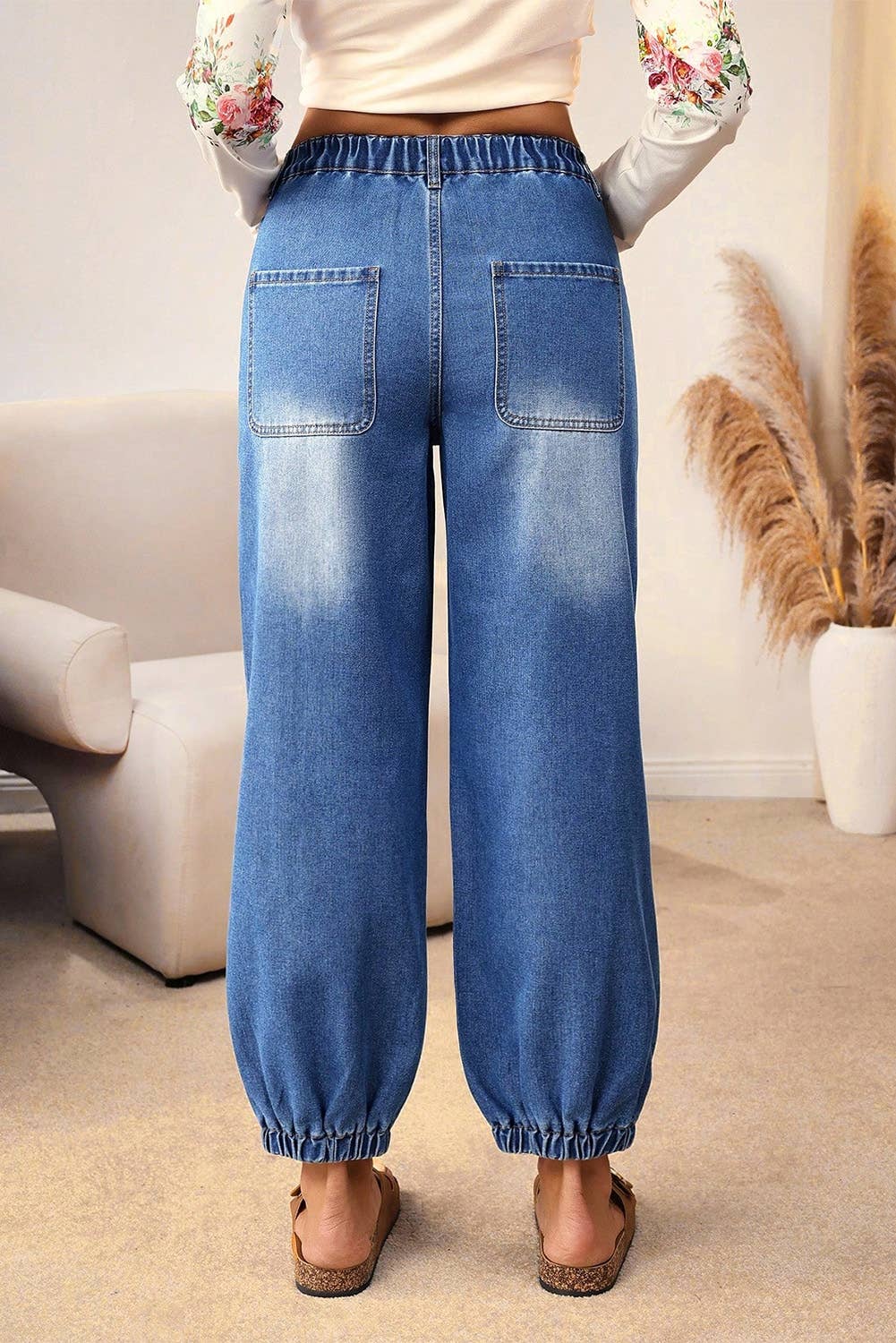 LAS Buttons Front Tapered Casual Loose Fit Jeans (4-16)