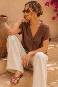 Textured Gauze Button-Front Blouse