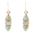 Blue Turquoise and Grey Labradorite Golden Drop Earrings