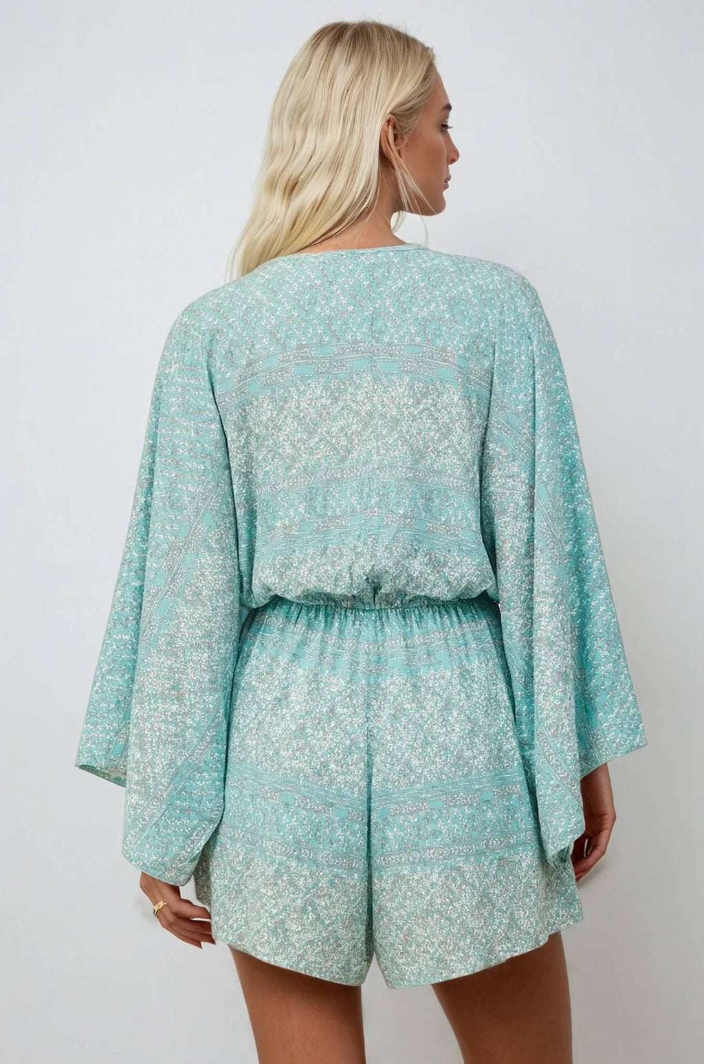 BATWING SLEEVED BOHO PAISLEY PRINT ROMPER 4411RM