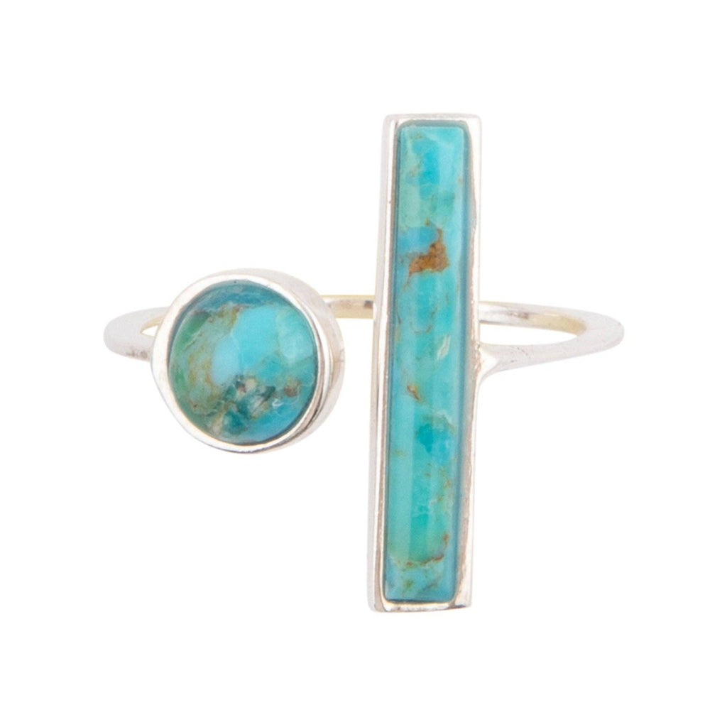 Blue Turquoise Size Adjustable Silver Ring