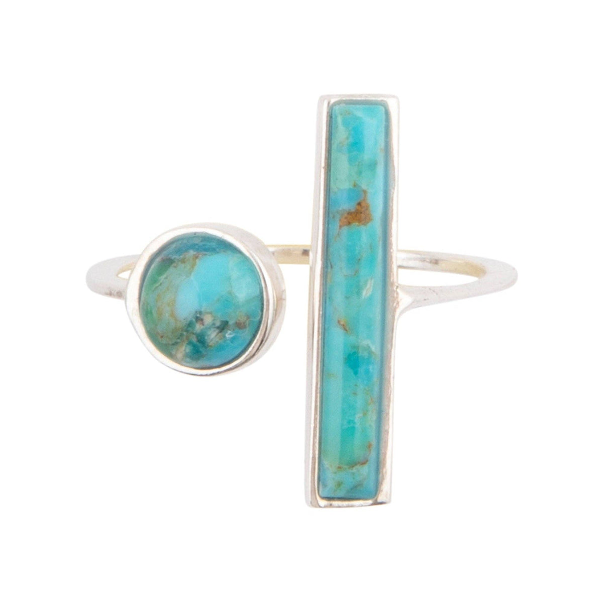 Blue Turquoise Size Adjustable Silver Ring
