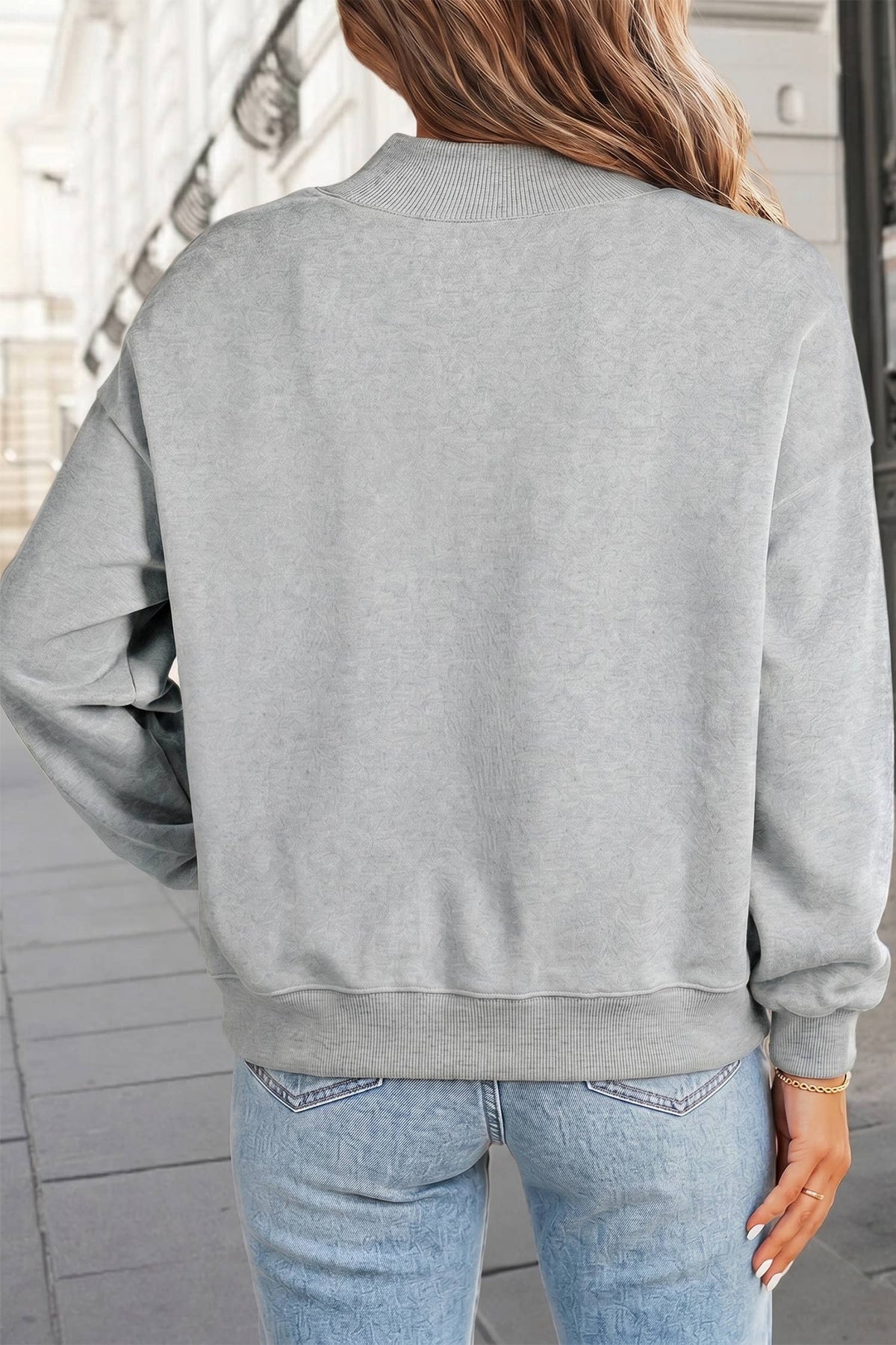 PRAY Camo Letter Print Mockneck Pullover Sweatshirt | S-XL