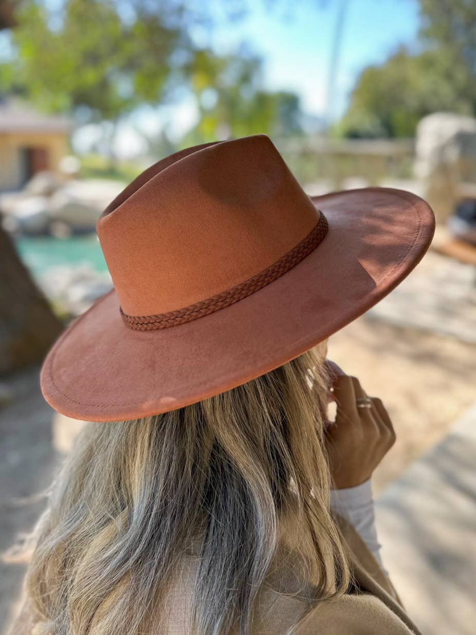 Twist Band Trimmed Harvest Rust Fedora Hat
