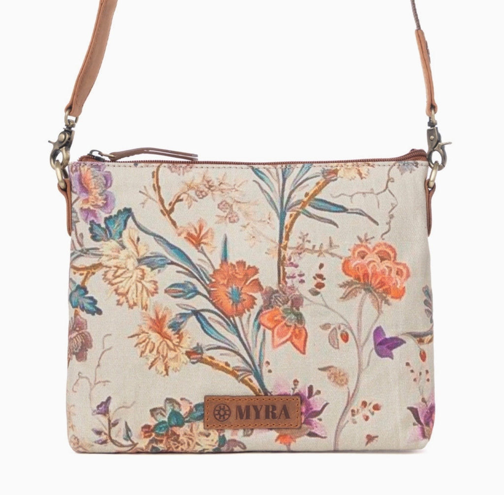 Wildflower Trail Cotton & Leather Crossbody Bag in Sunlit Bloom