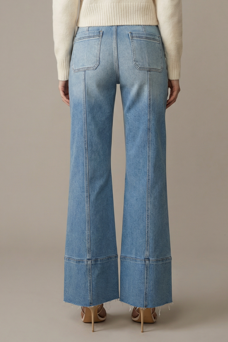 ECO FRIENDLY FABRIC HIGH RISE TUMMY CONTROL PALAZZO JEANS