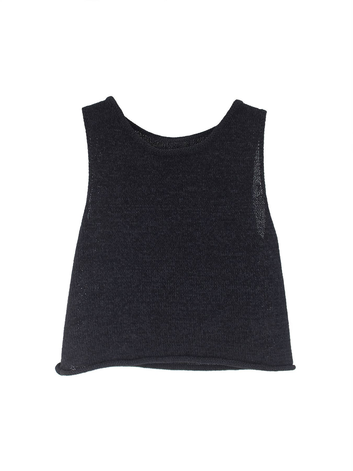 Crop crew-neck knit tank top
