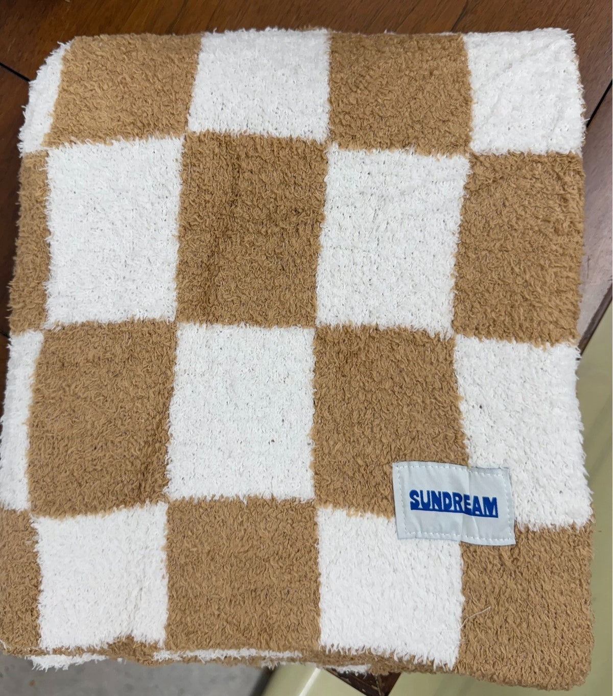 Checker Plush Throw - Latte Brown