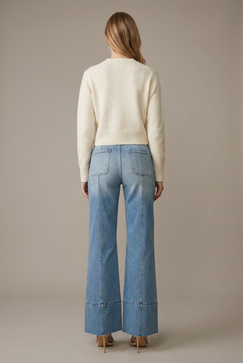 ECO FRIENDLY FABRIC HIGH RISE TUMMY CONTROL PALAZZO JEANS