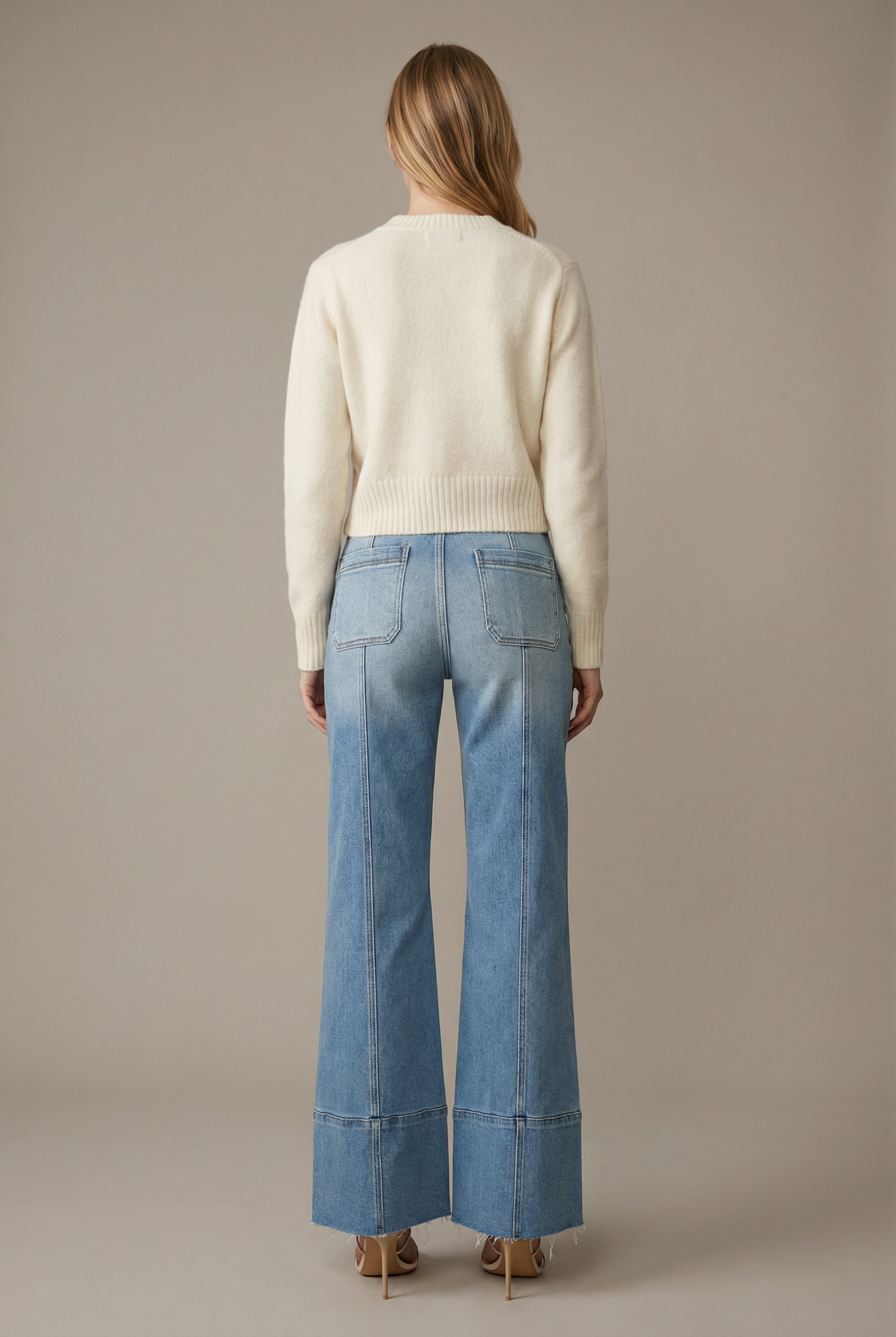 ECO FRIENDLY FABRIC HIGH RISE TUMMY CONTROL PALAZZO JEANS