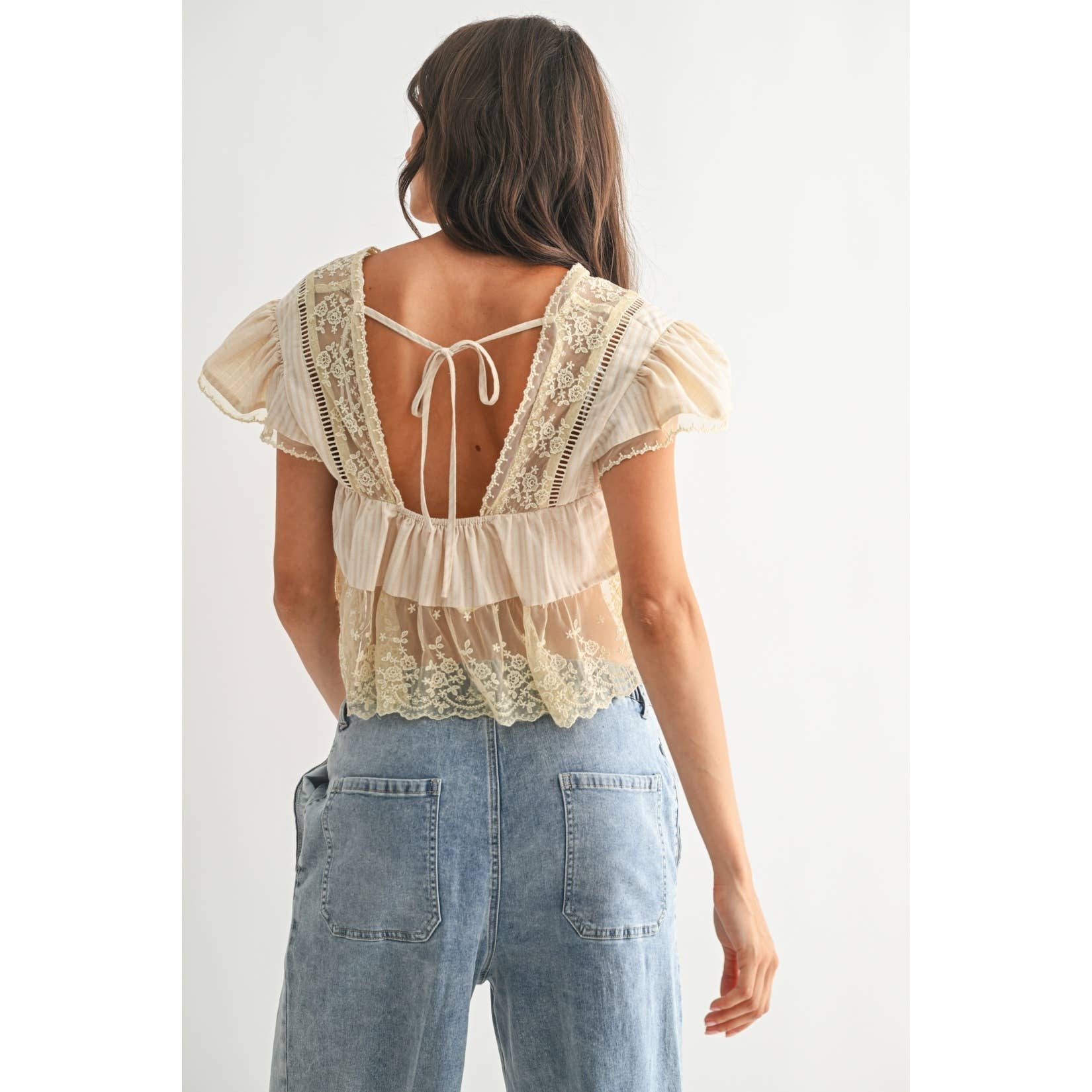 LACE-TRIMMED BLOUSE