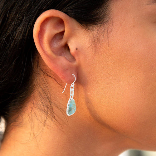 Blue Turquoise and Silver Drop Earrings