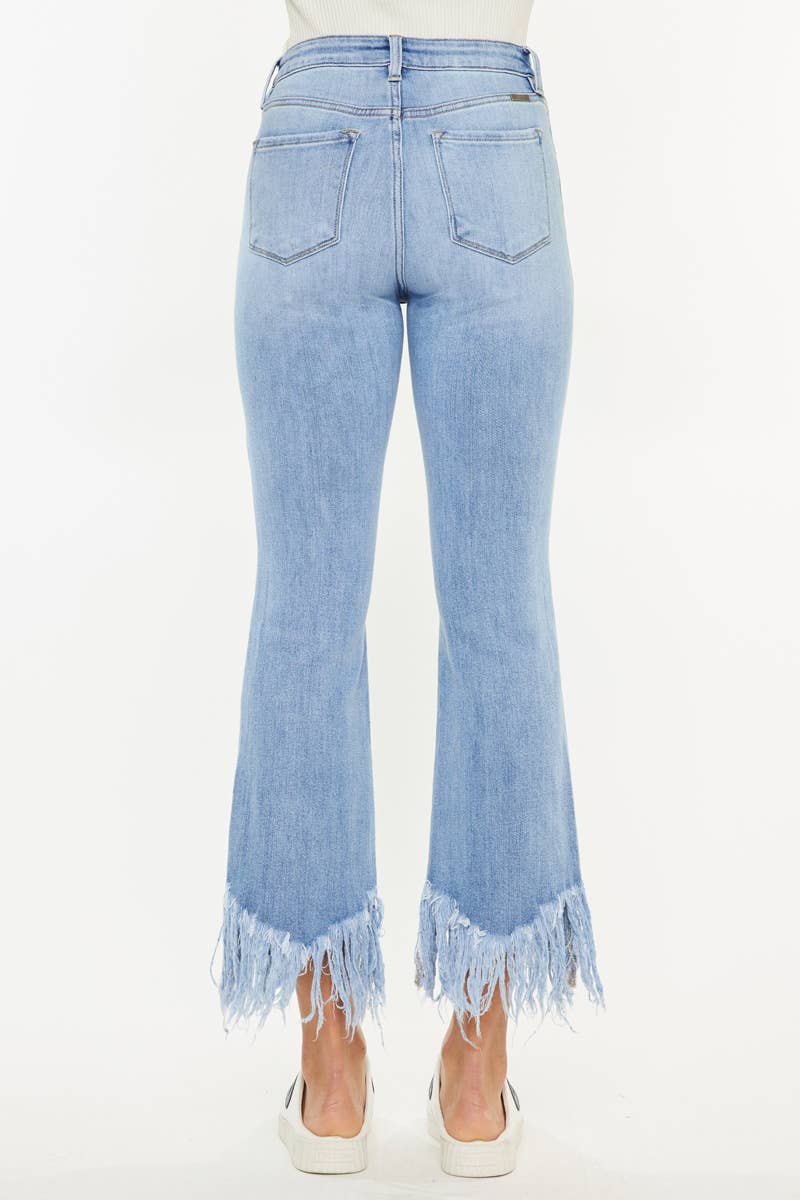 HIGH RISE CROP BOOTCUT DENIM PANTS-KC9354M: MEDIUM, 0/23