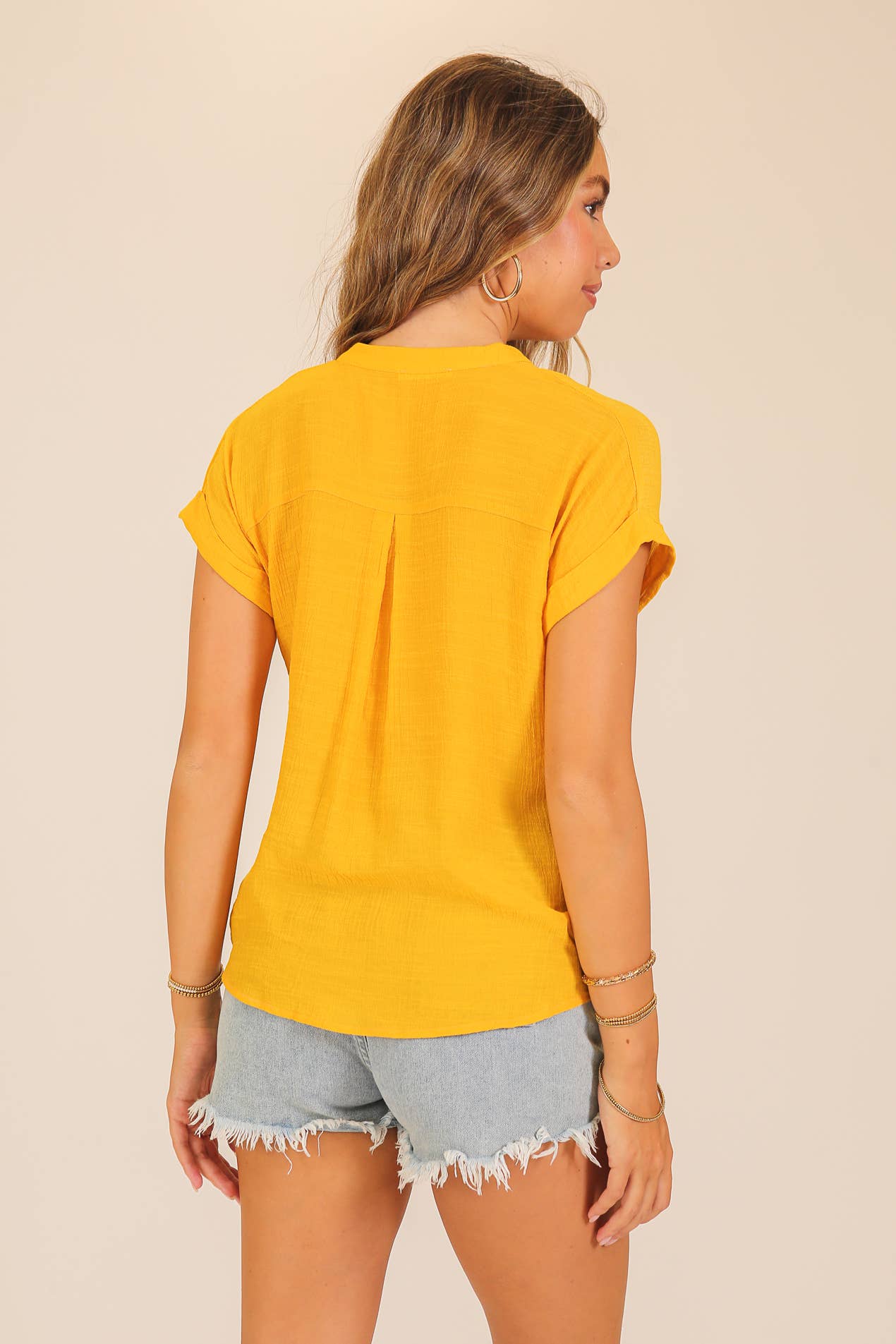 Textured Gauze Button-Front Blouse