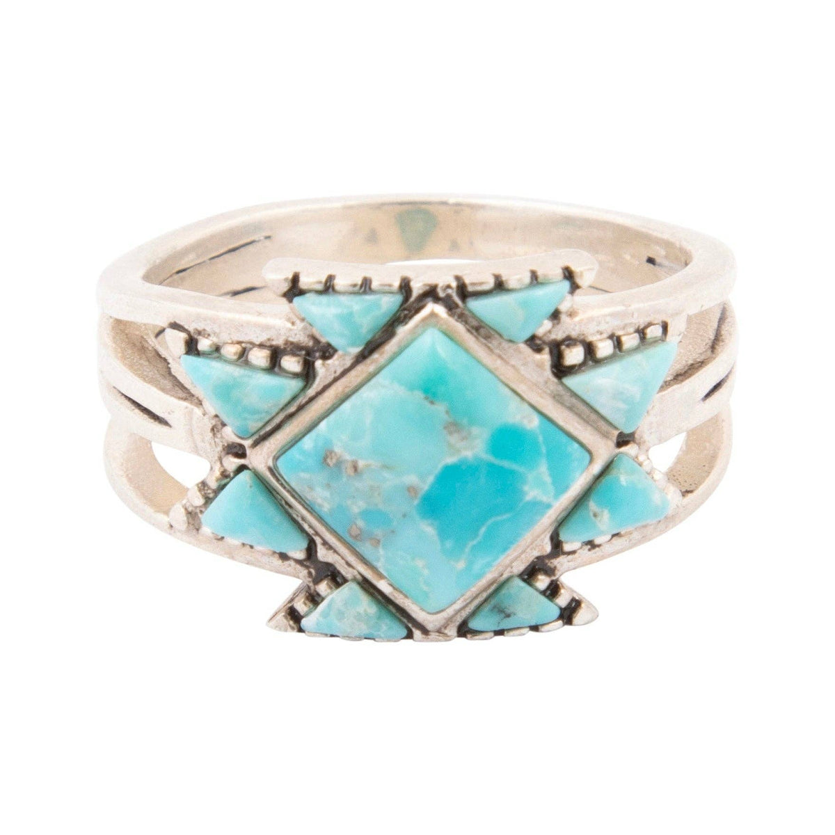 Sharp Blue Turquoise and Silver Ring