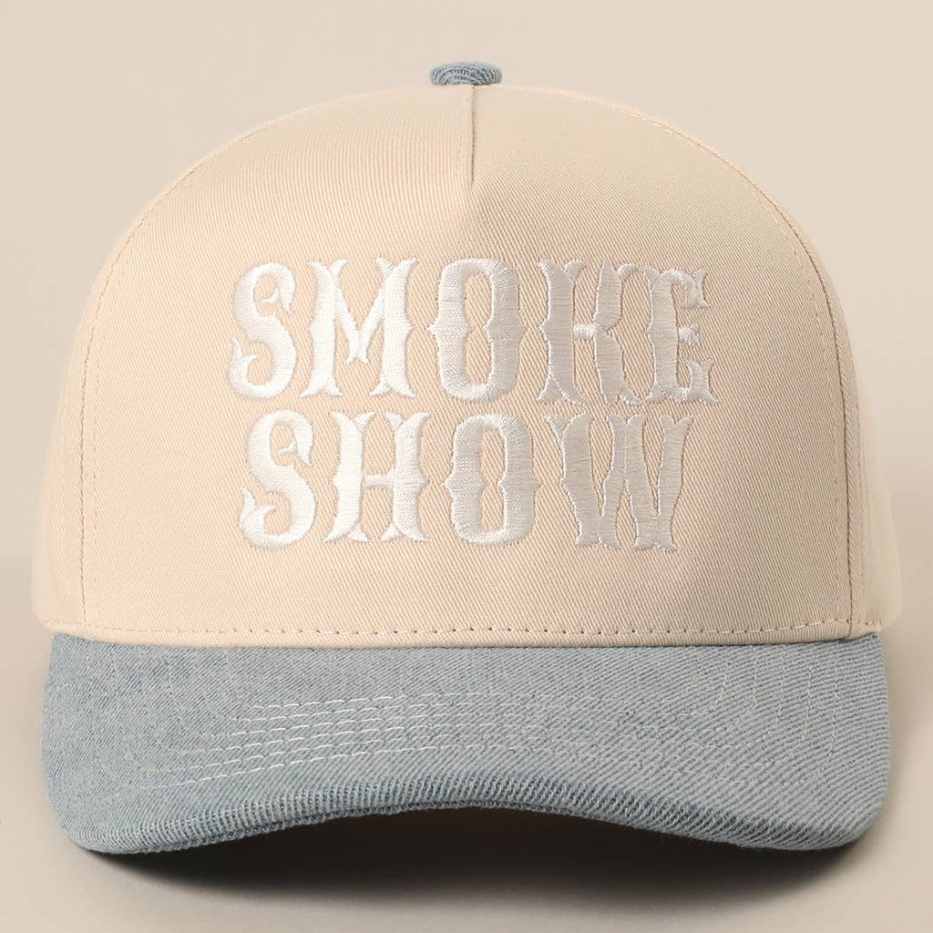 SMOKE SHOW Typographic Embroidery Baseball Cap