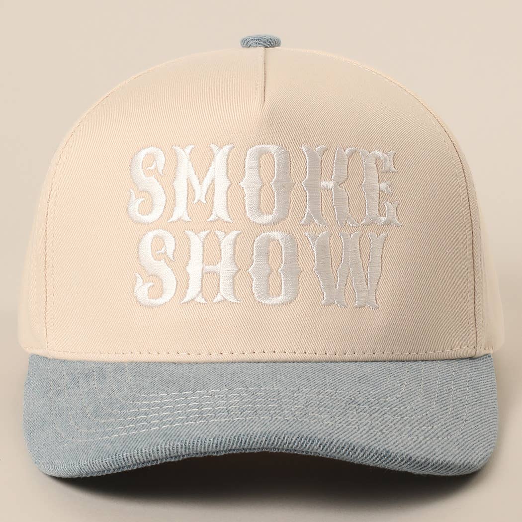 SMOKE SHOW Typographic Embroidery Baseball Cap