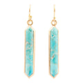 Linear Blue Turquoise Golden Drop Earrings