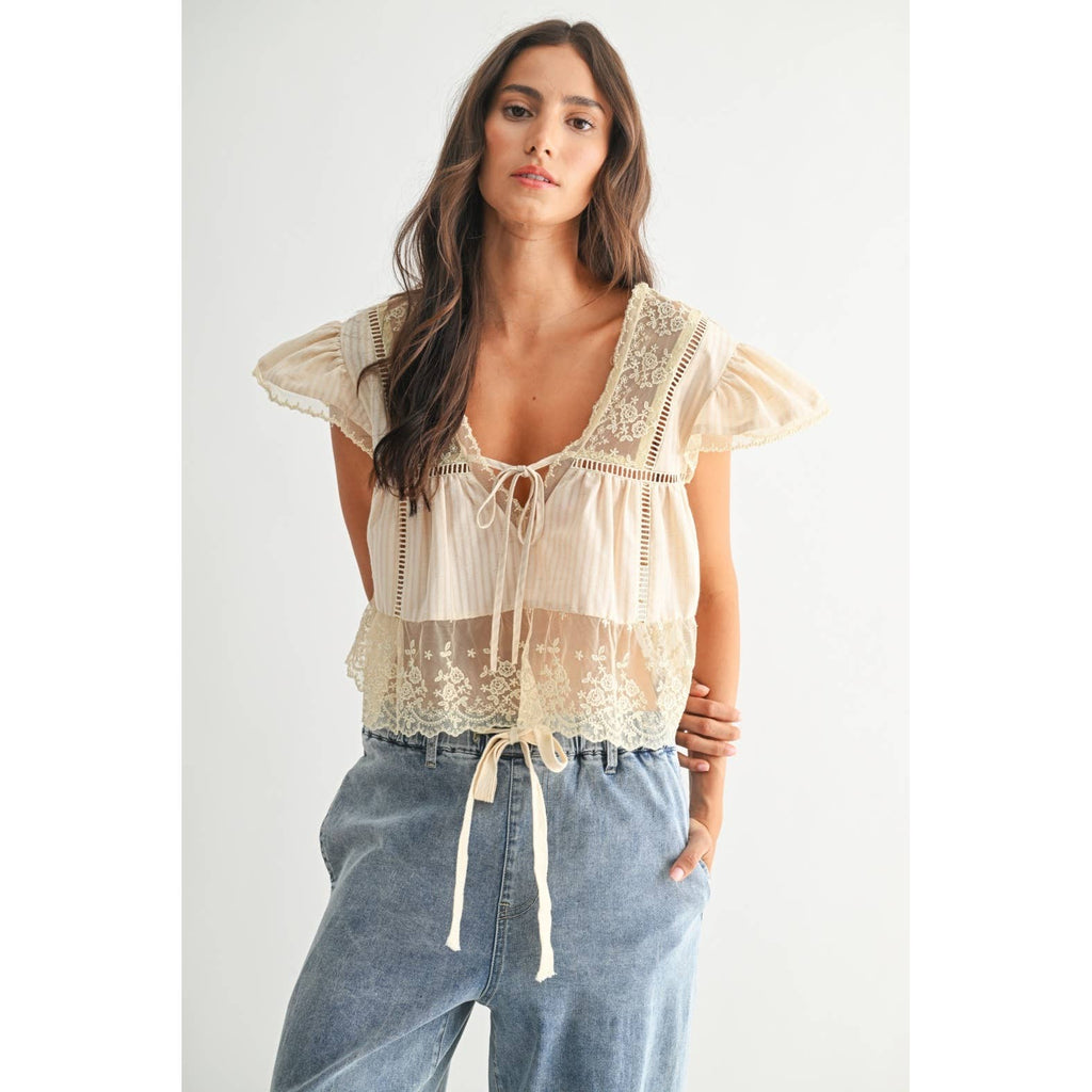 LACE-TRIMMED BLOUSE