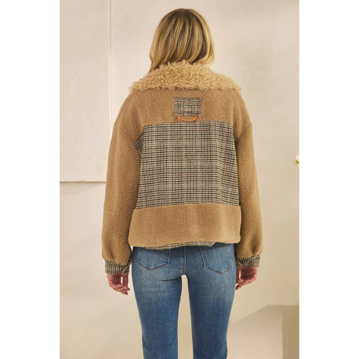 Teddy Jacket with Houndstooth inset