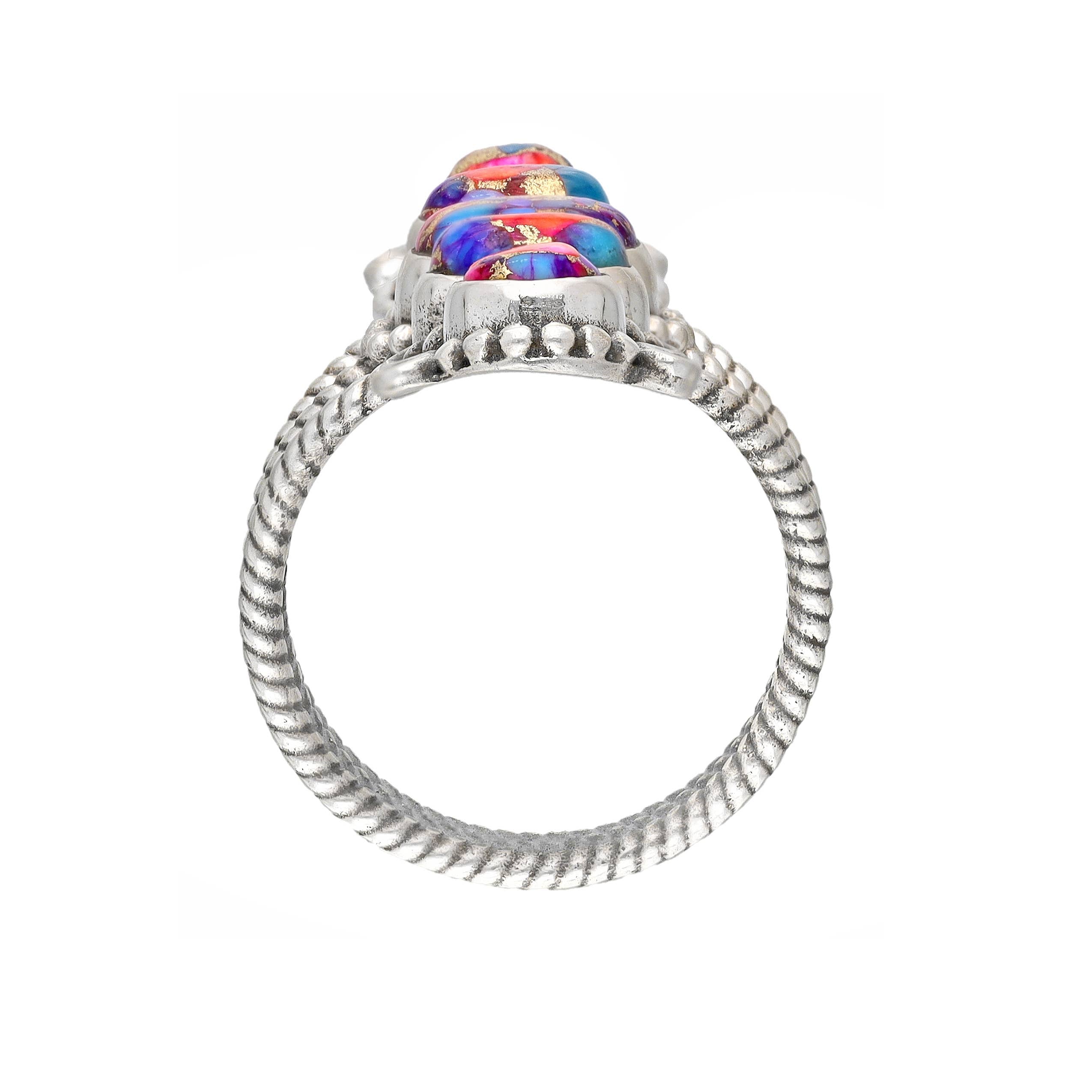 Oyster Copper Turquoise 925 Silver Statement Ring