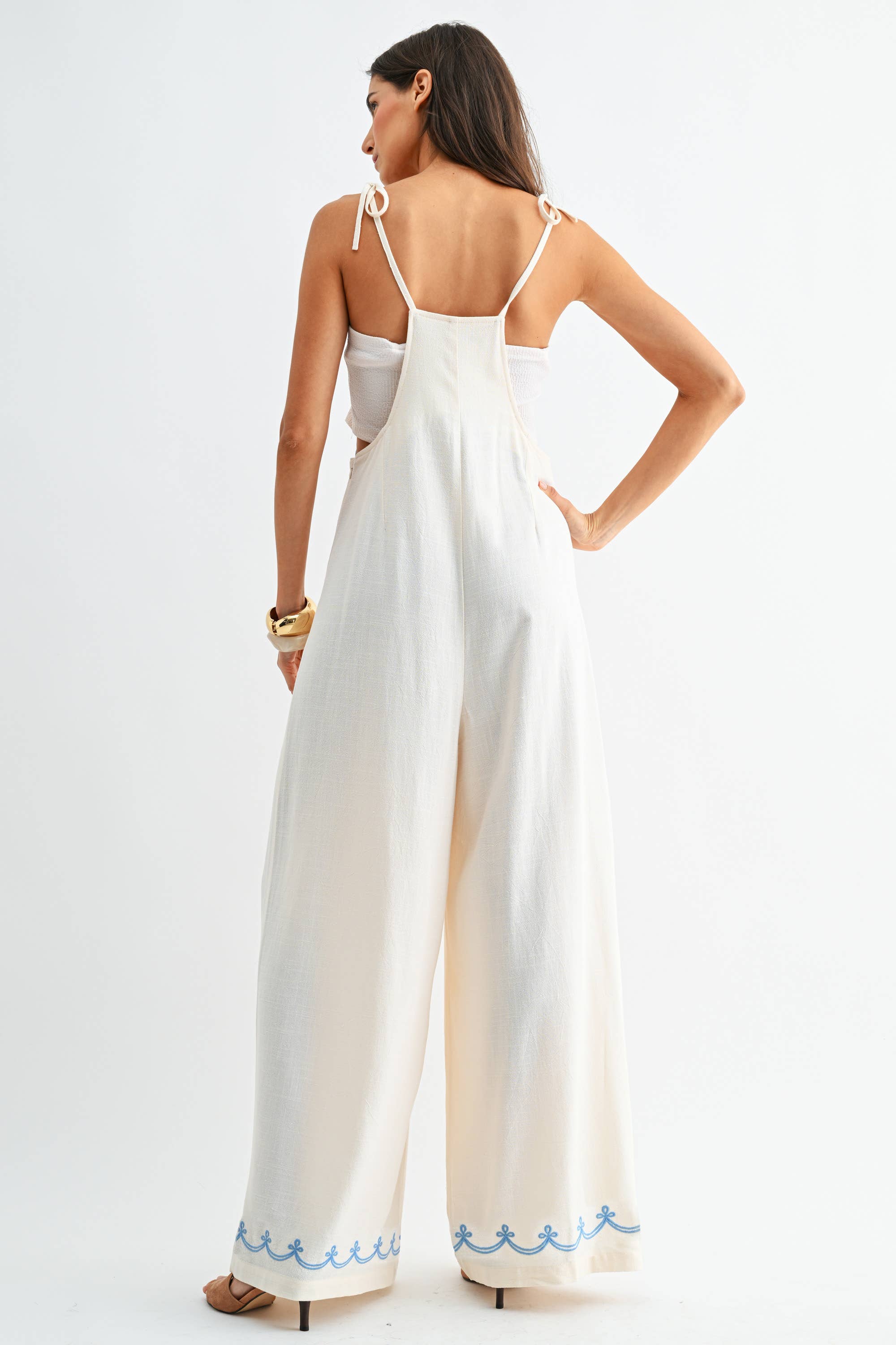 Embroidered Wide-Leg Jumpsuit