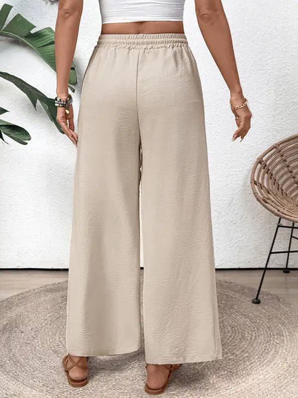 2026 Spring Casual Wide Leg Drawstring Pocket Pants