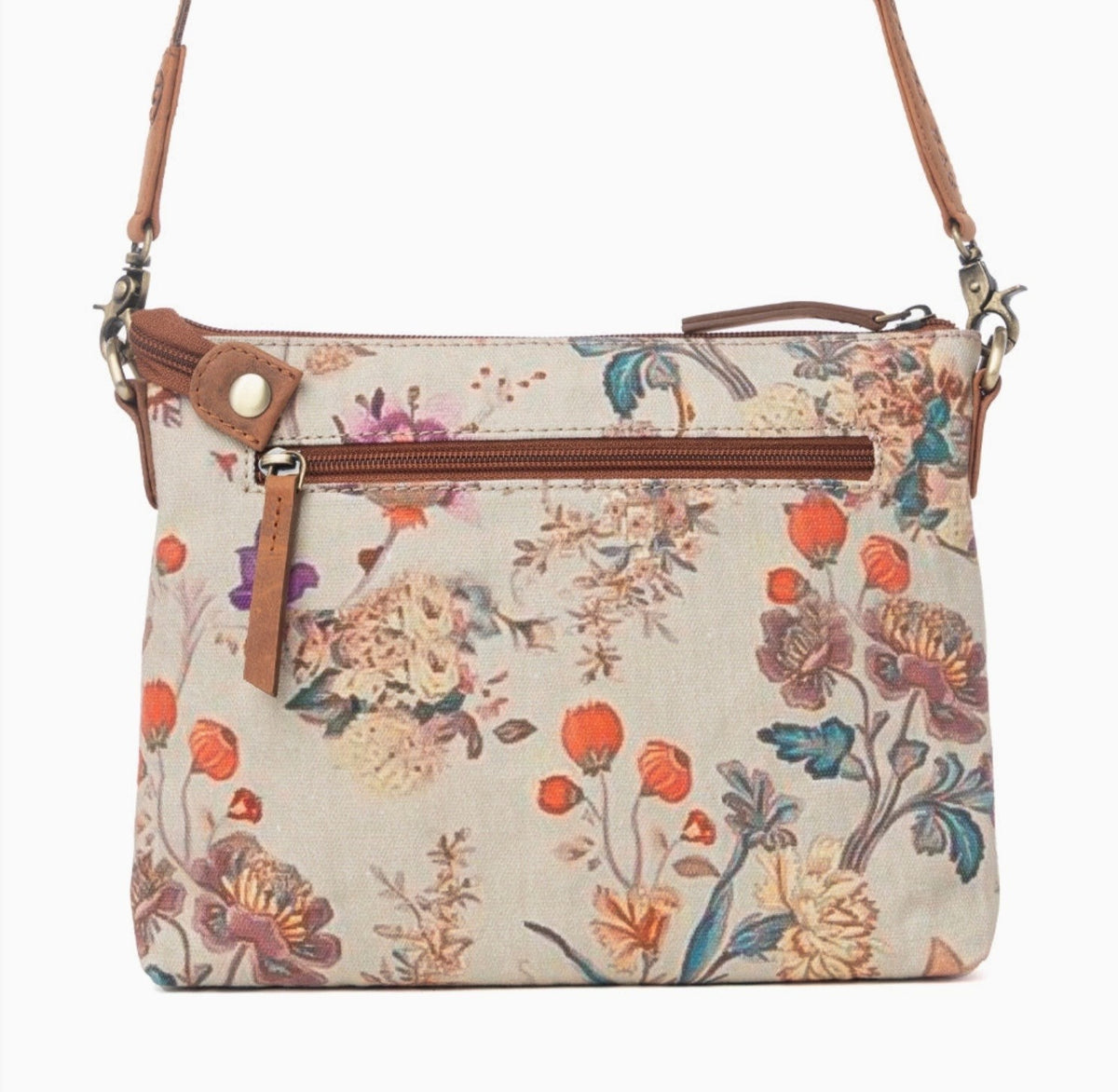 Wildflower Trail Cotton & Leather Crossbody Bag in Sunlit Bloom
