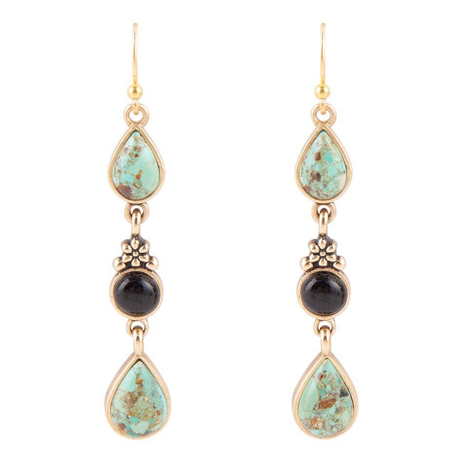 Barcelona Turquoise Onyx Linear Drop Earrings