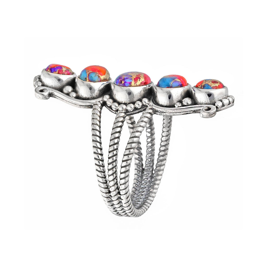 Oyster Copper Turquoise 925 Silver Statement Ring