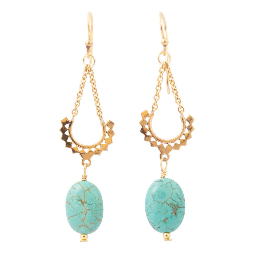 Blue Turquoise Golden Hammock Drop Earrings