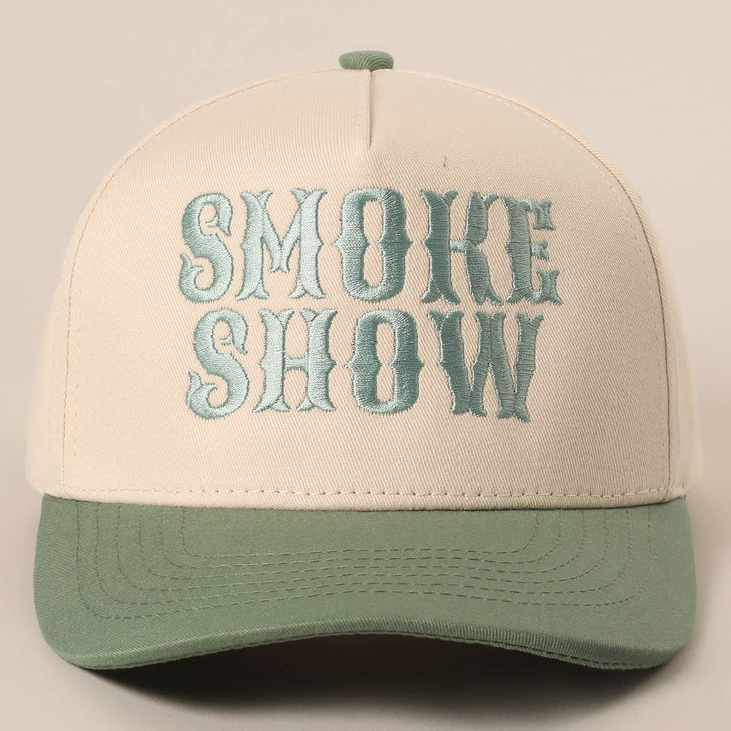 SMOKE SHOW Typographic Embroidery Baseball Cap