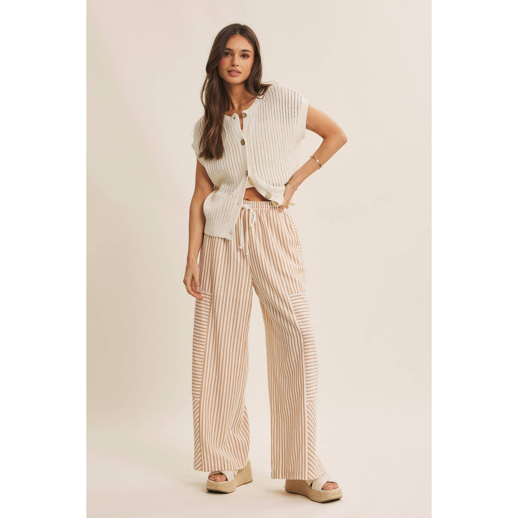 BREEZY NATURAL COTTON OPEN KNIT BUTTON-DOWN SWEATER VEST