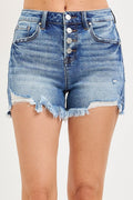 HIGH RISE BUTTON DOWN SHORTS