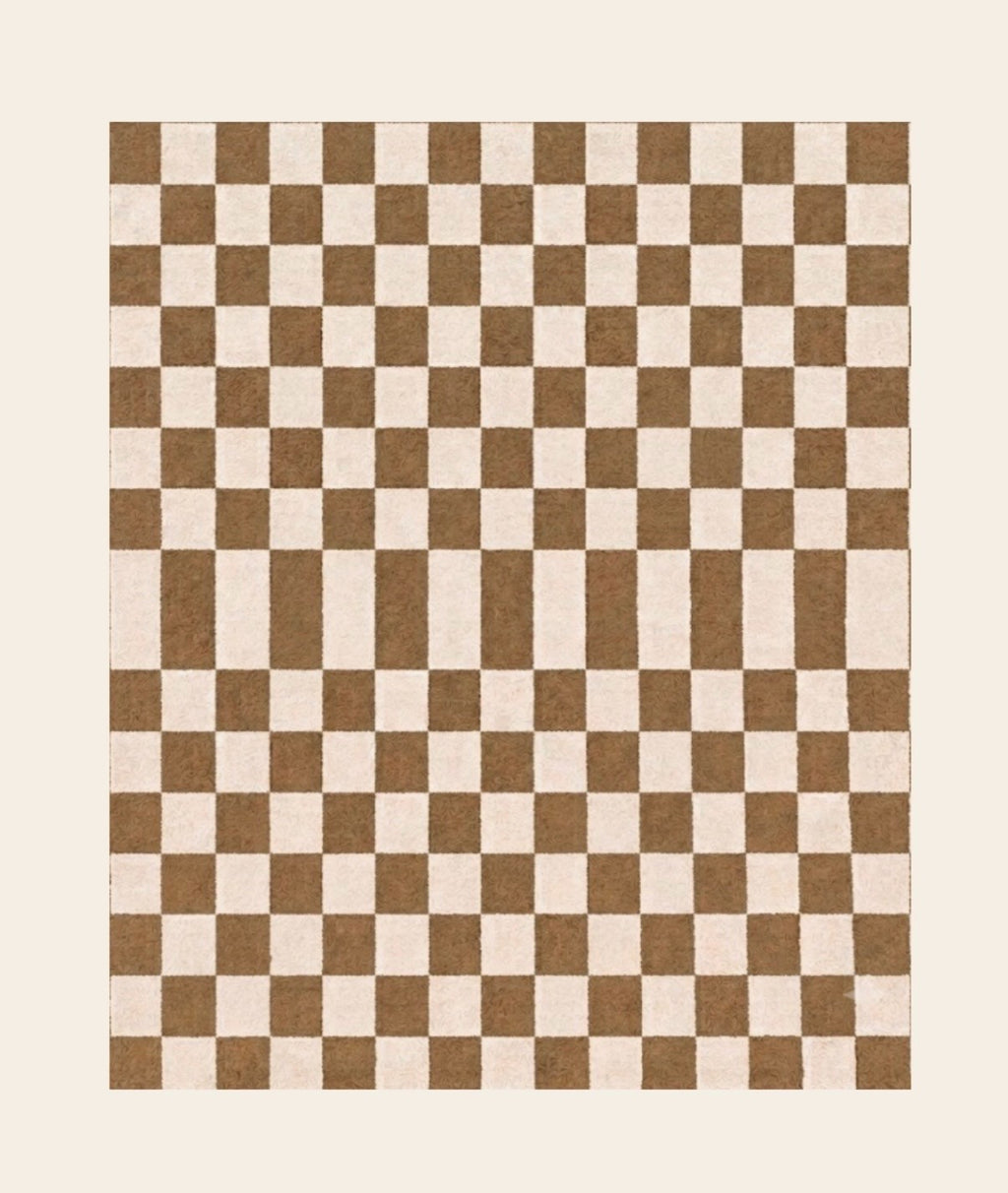 Checker Plush Throw - Latte Brown