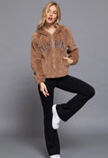 Long Sleeve California Embroidery Faux Fur Hoodie