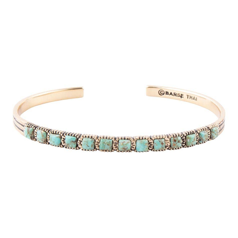 In Line Turquoise and Bronze Cuff Bracelet