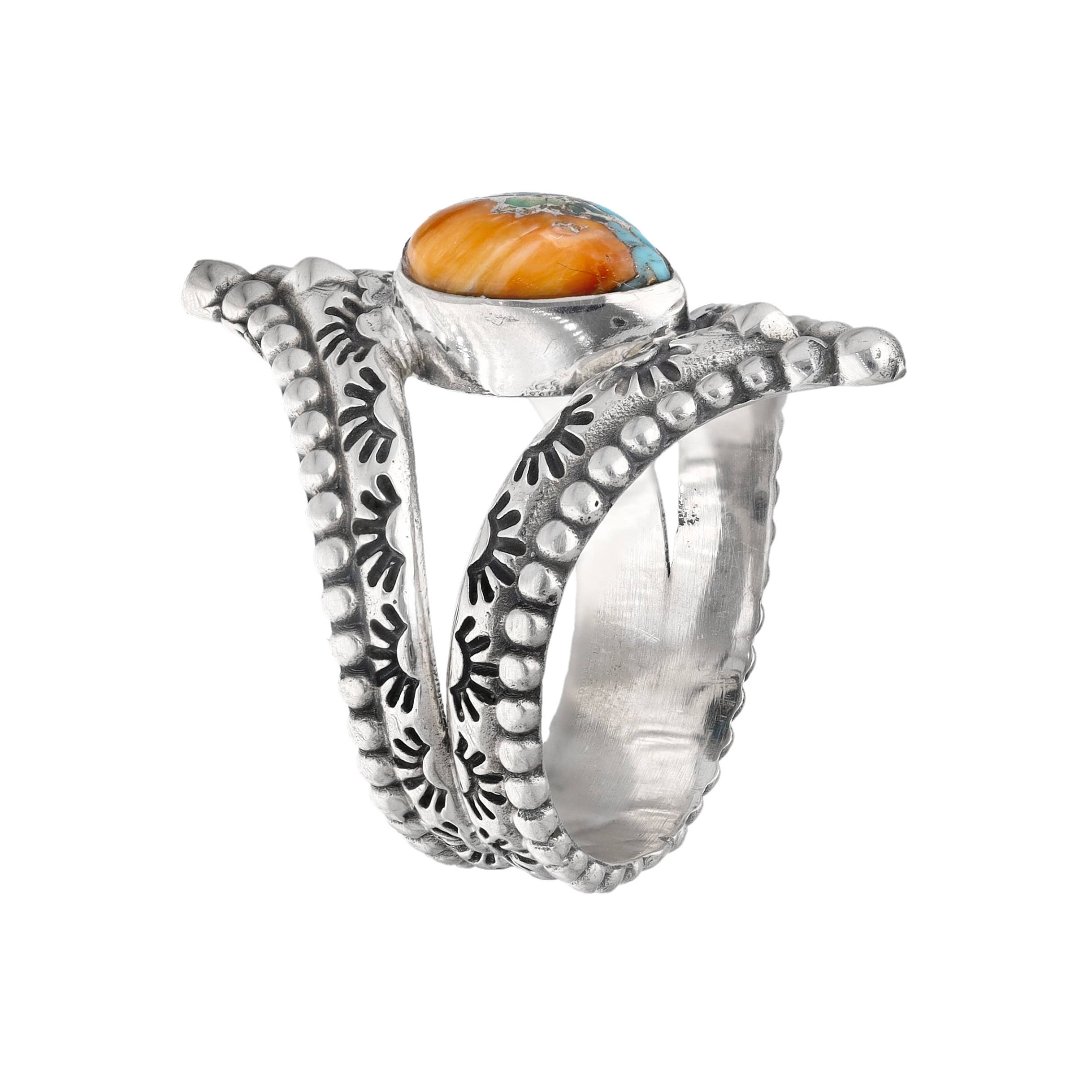 Oyster Copper Turquoise Sterling Silver Statement Ring