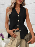 Women’s Sleeveless Knit Button Down Cardigan Sweater Vest