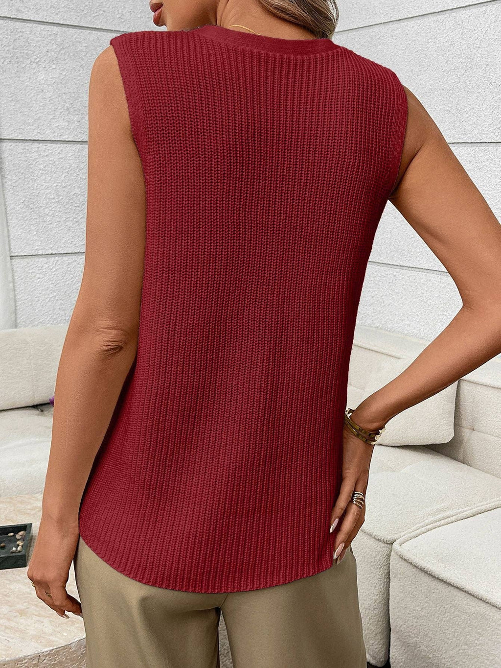 Women’s Sleeveless Knit Button Down Cardigan Sweater Vest