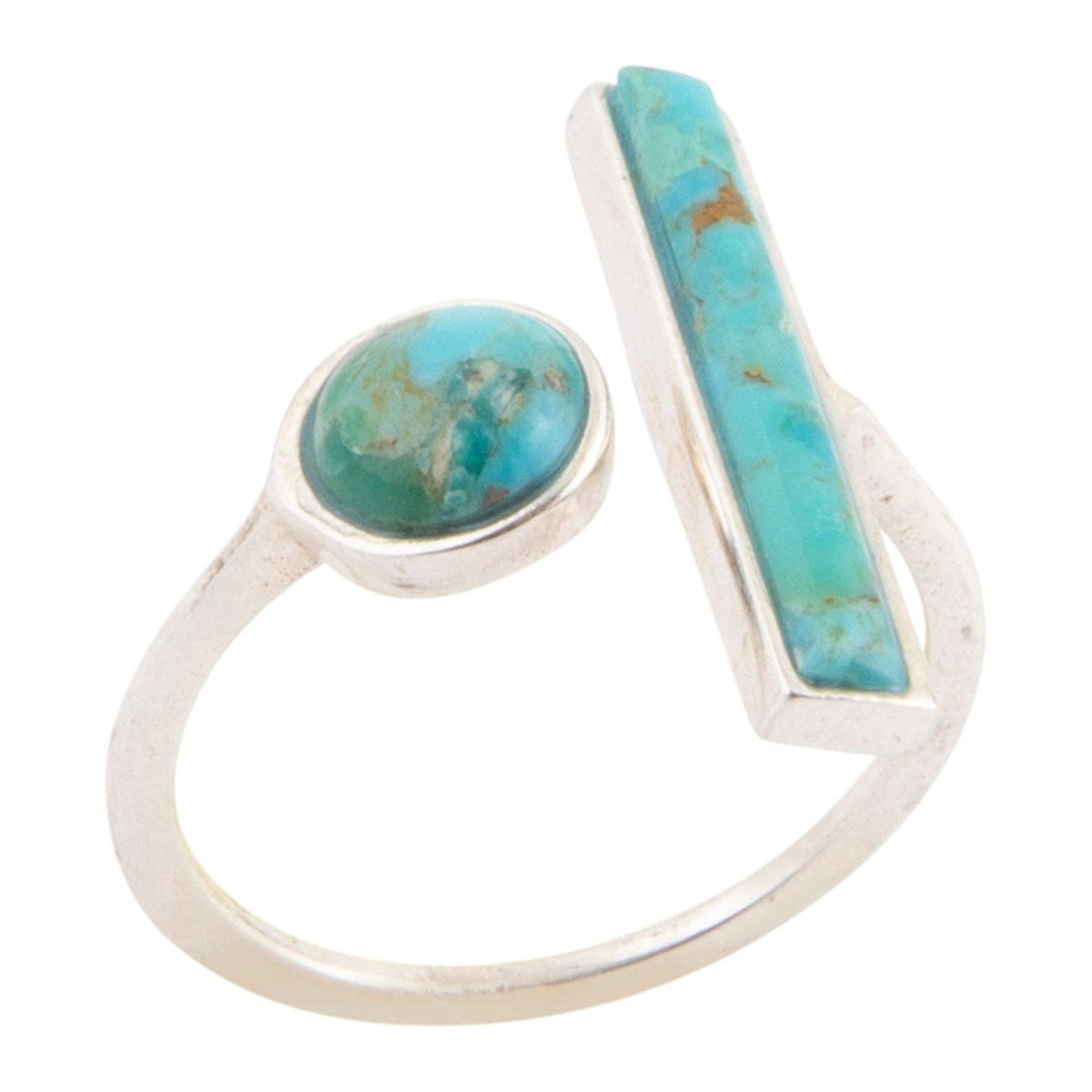 Blue Turquoise Size Adjustable Silver Ring