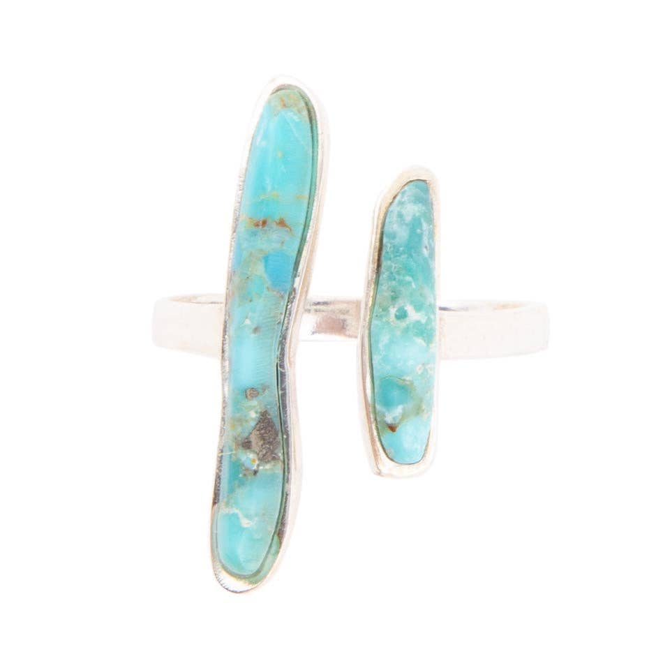 Size Adjustable Blue Turquoise and Silver Ring