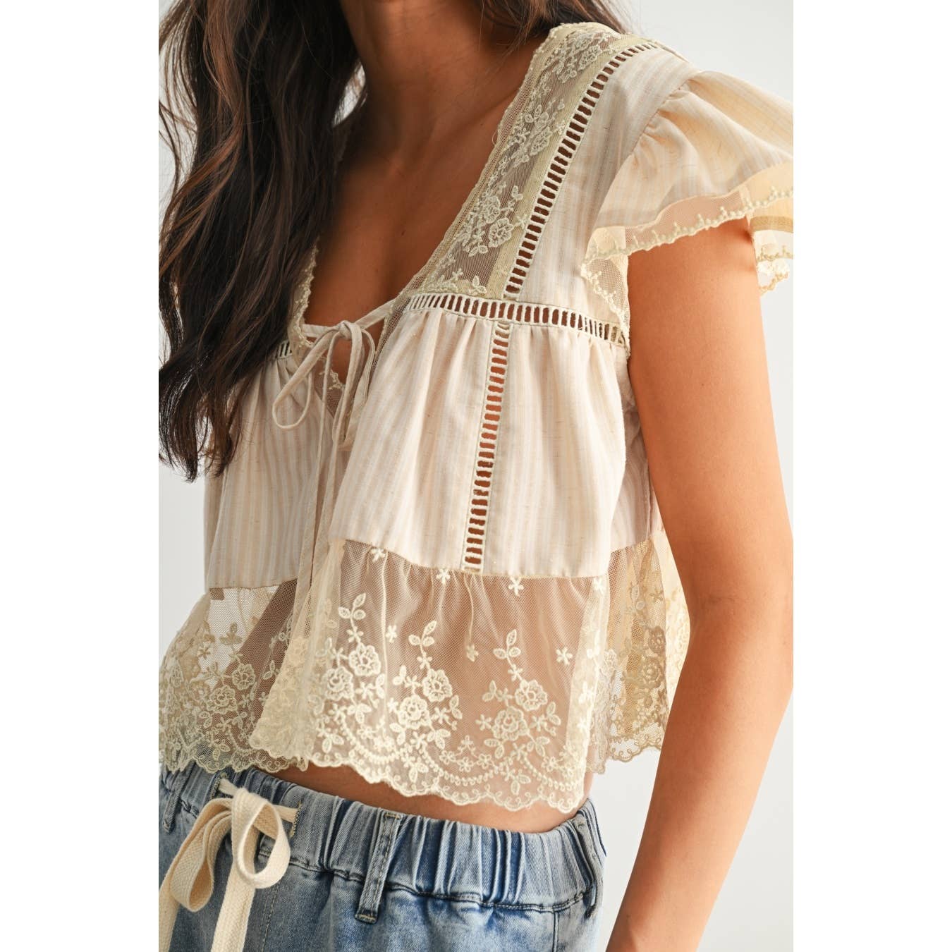 LACE-TRIMMED BLOUSE