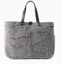 Billyjean Western Denim Tote Bag For Women in Denim Black with Leather Detail